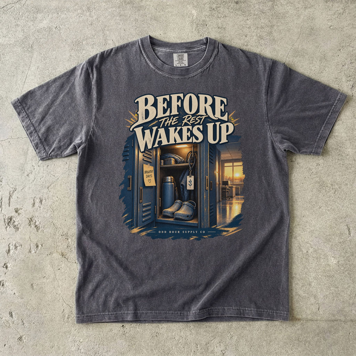 Before the Rest Wakes Up Spind-Szene auf einem Comfort Colors 1717 T-Shirt in Pepper
