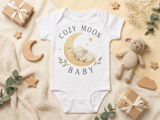Cozy Moon Lämmchen – Babybody – Vorderansicht von Odd Hour Supply.