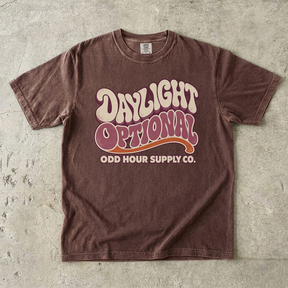 Comfort Colors 1717 T-Shirt in Espresso mit dem Motiv Daylight Optional, Vorderansicht