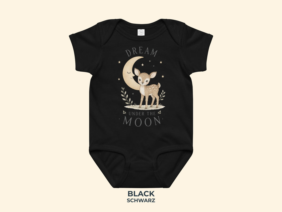 Dream Under The Moon Rehkitz Babybody in Schwarz – Produktansicht von Odd Hour Supply.