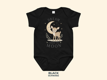 Dream Under The Moon Rehkitz Babybody in Schwarz – Produktansicht von Odd Hour Supply.