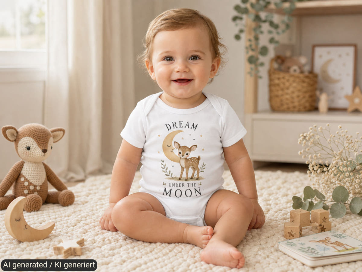 Dream Under The Moon Rehkitz Babybody – Trageansicht von Odd Hour Supply.