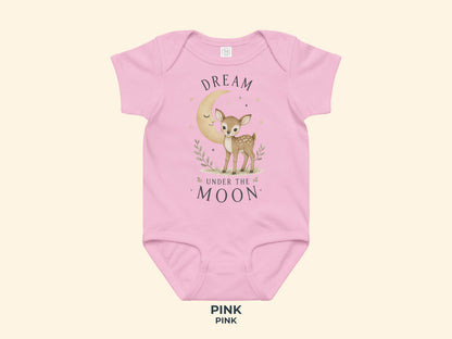 Dream Under The Moon Rehkitz Babybody in Pink – Produktansicht von Odd Hour Supply.