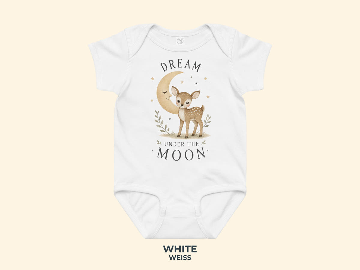 Dream Under The Moon Rehkitz Babybody in Weiß – Produktansicht von Odd Hour Supply.