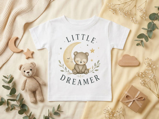 Little Dreamer Teddy Baby T-Shirt – Produktansicht von Odd Hour Supply.