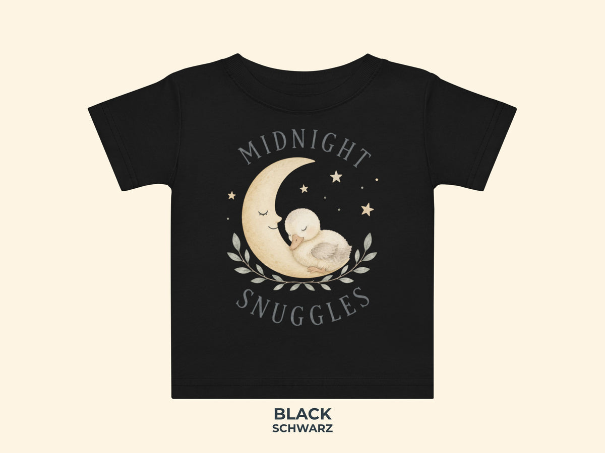 Midnight Snuggles Küken Baby T-Shirt in Midnight – Produktansicht von Odd Hour Supply.