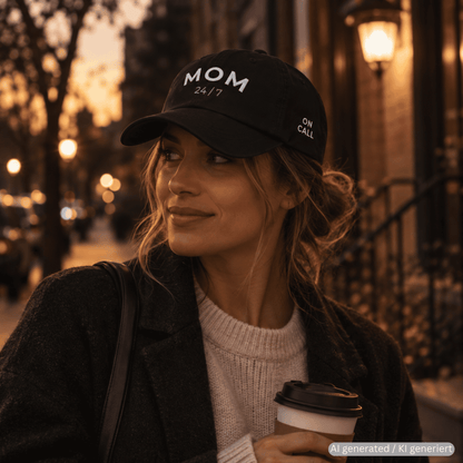 MOM bestickte Dad-Cap – Trageansicht von Odd Hour Supply.