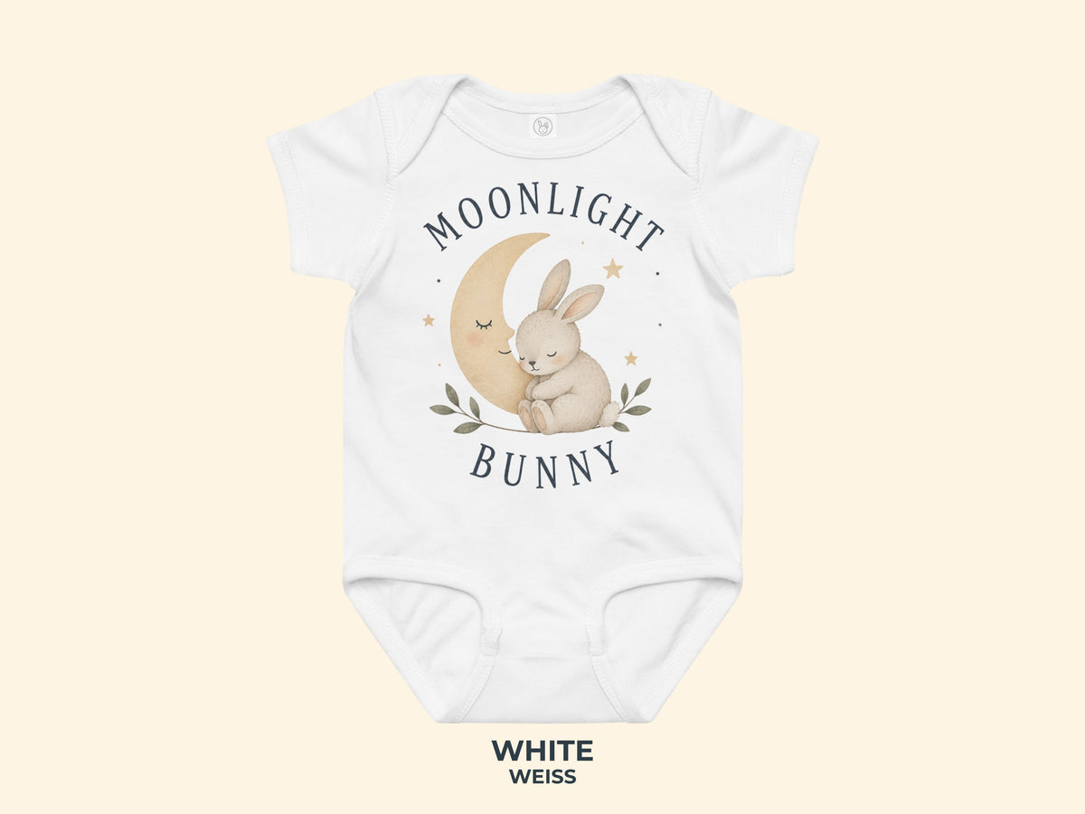 Moonlight Bunny Babybody in Weiß – Produktansicht von Odd Hour Supply.
