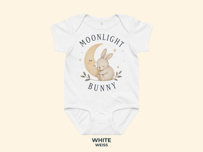 Moonlight Bunny Babybody in Weiß – Produktansicht von Odd Hour Supply.