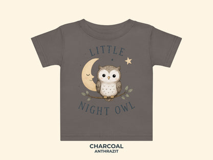 Little Night Owl Baby T-Shirt in Anthrazit – Produktansicht von Odd Hour Supply.