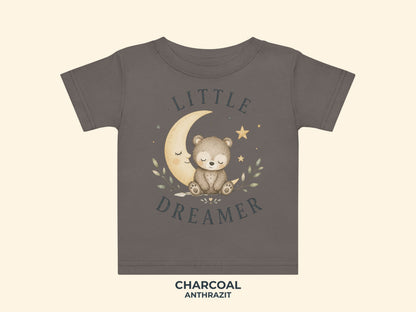 Little Dreamer Teddy Baby T-Shirt in Anthrazit – Produktansicht von Odd Hour Supply.