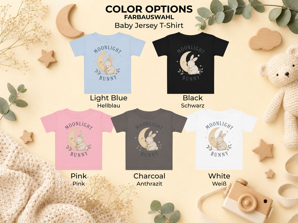 Moonlight Bunny Baby T-Shirt – Verfügbare Farbvarianten von Odd Hour Supply.