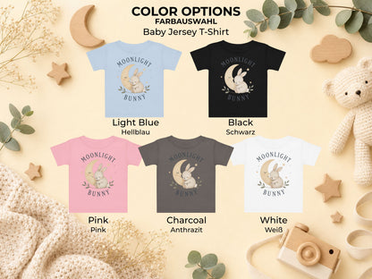 Moonlight Bunny Baby T-Shirt – Verfügbare Farbvarianten von Odd Hour Supply.