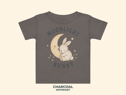 Moonlight Bunny Baby T-Shirt in Anthrazit – Produktansicht von Odd Hour Supply.