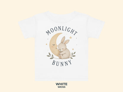 Moonlight Bunny Baby T-Shirt in Weiß – Produktansicht von Odd Hour Supply.