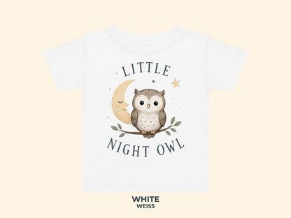Little Night Owl Baby T-Shirt in Weiß – Produktansicht von Odd Hour Supply.
