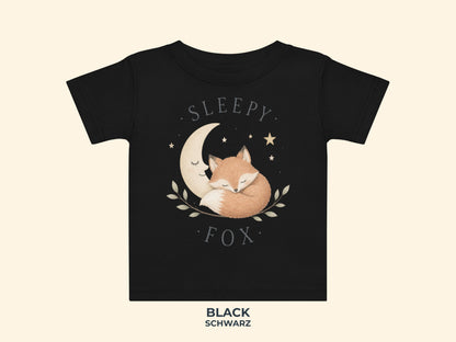 Sleepy Fox Baby T-Shirt in Schwarz – Produktansicht von Odd Hour Supply.