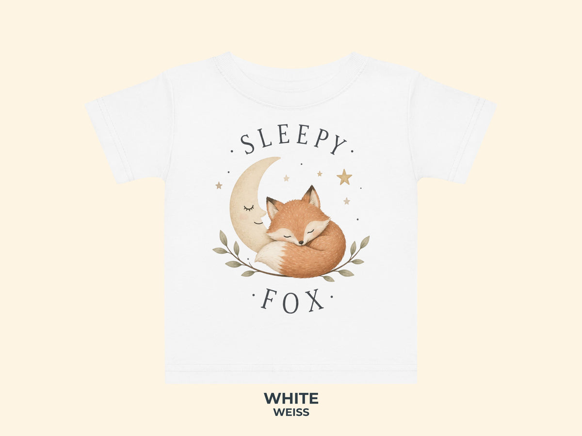Sleepy Fox Baby T-Shirt in Weiß – Produktansicht von Odd Hour Supply.