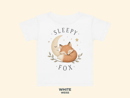 Sleepy Fox Baby T-Shirt in Weiß – Produktansicht von Odd Hour Supply.