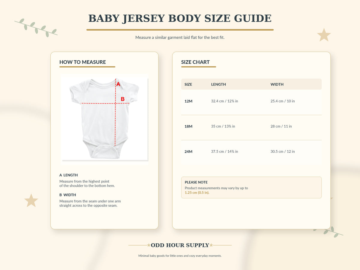 Dream Under The Moon Rehkitz Babybody – Größentabelle von Odd Hour Supply.