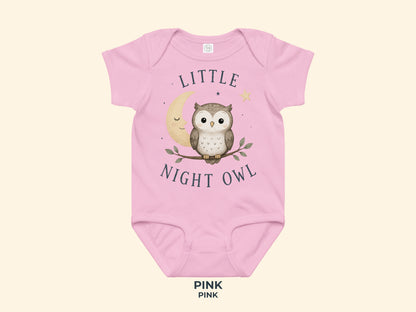 Little Night Owl Babybody in Pink – Produktansicht von Odd Hour Supply.