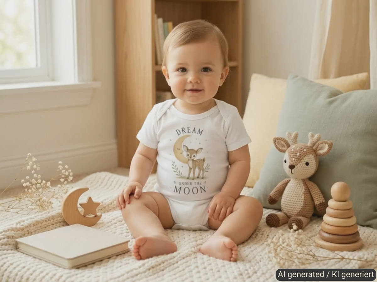 Dream Under The Moon Fawn Baby Bodysuit product video