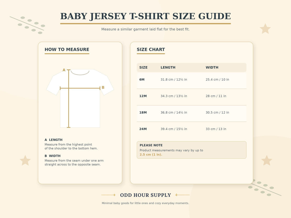 Tiny Stargazer Waschbär Baby T-Shirt – Größentabelle von Odd Hour Supply.